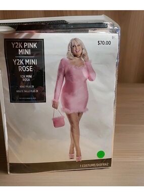 Y2K Pink Mini Rose Costume Adult Plus 2X #3082